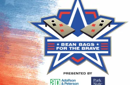 Bean Bags for the Brave logo + Adolfson & Peterson and Park State Bank logos