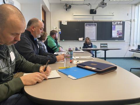 Volunteers interview a potential UWNEMN partner agency during 2024 Fund Distribution Day.